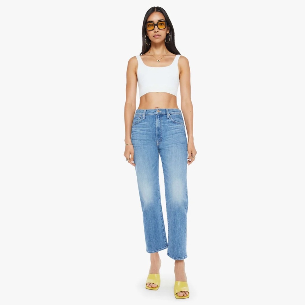 MOTHER the Ditcher Zip Crop Jeans in Boogie Down Wash